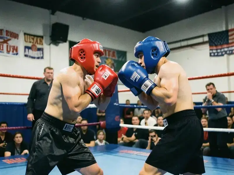 Controlled sparring round in the Kharscap ring