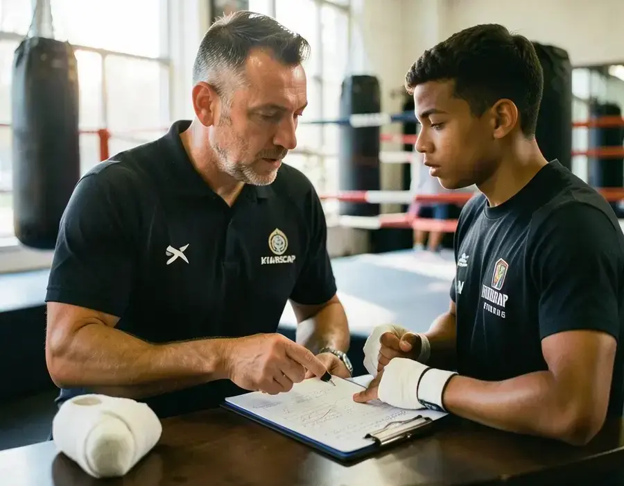 Coach talking with a new student during a consultation