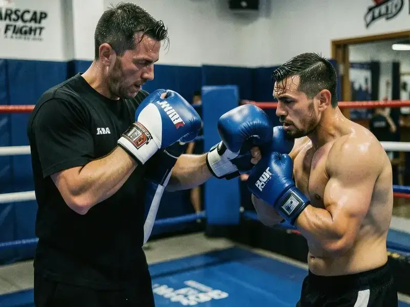 Kickboxing pad round at Kharscap Fight Academy