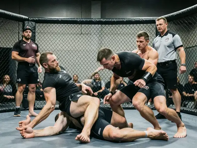 MMA scramble drill inside the Kharscap cage