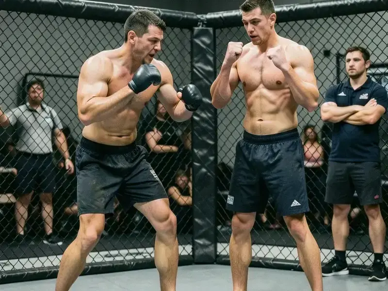 Striking drills inside the cage at Kharscap