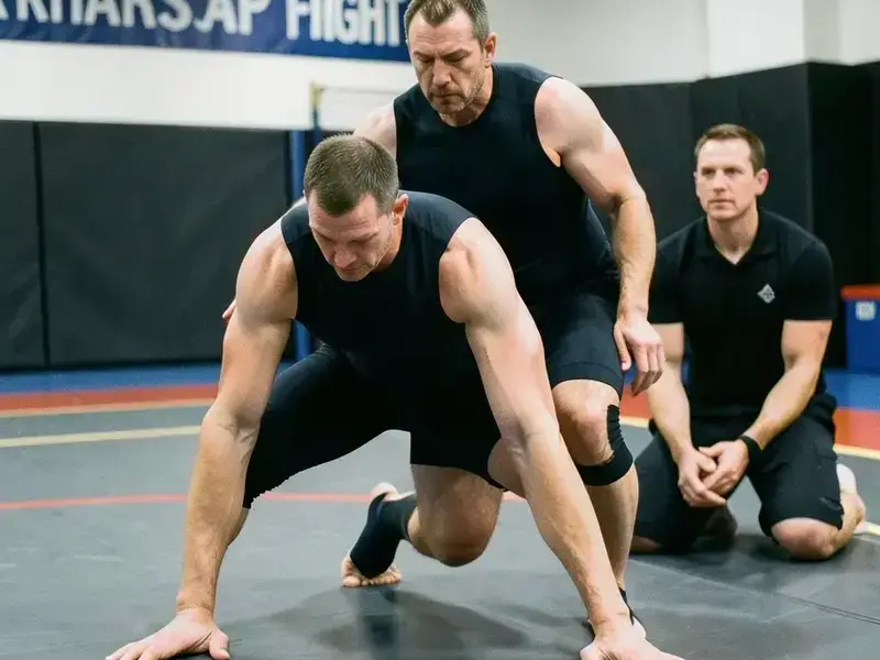 Wrestling drill on the Kharscap mat